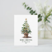 Elegant Watercolor Christmas Tree Non-Photo 出欠カード (スタンド正面)