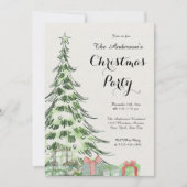 Elegant Watercolor Christmas Tree Party 招待状 (正面)