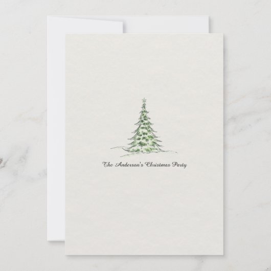 Elegant Watercolor Christmas Tree Party  招待状 (裏面)
