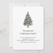 Elegant Watercolor Christmas Tree Party 招待状 (正面)