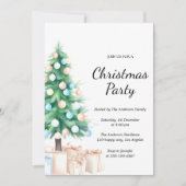 Elegant Watercolor Christmas Tree Party Invitation 招待状 (正面)