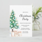 Elegant Watercolor Christmas Tree Party Invitation 招待状 (スタンド正面)