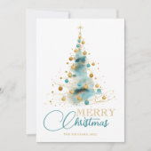 Elegant Watercolor Christmas Tree Photo シーズンカード (正面)
