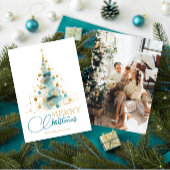 Elegant Watercolor Christmas Tree Photo シーズンカード
