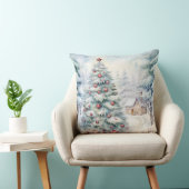 Elegant Watercolor Christmas Tree Pillow  クッション (椅子)