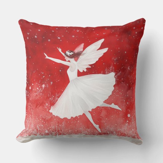 Elegant Watercolor Christmas Tree Pillow クッション (正面)