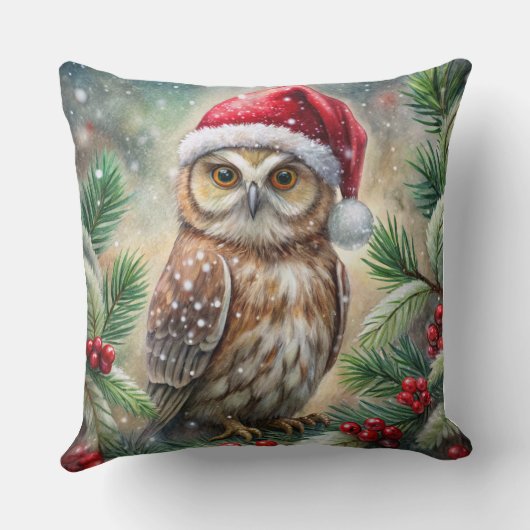 Elegant Watercolor Christmas Tree Pillow クッション (裏面)