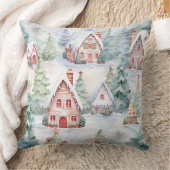 Elegant Watercolor Christmas Tree Pillow クッション (ブランケット)