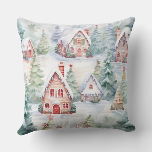 Elegant Watercolor Christmas Tree Pillow  クッション (裏面)