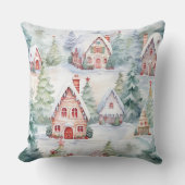 Elegant Watercolor Christmas Tree Pillow  クッション (正面)