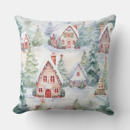 Elegant Watercolor Christmas Tree Pillow クッション