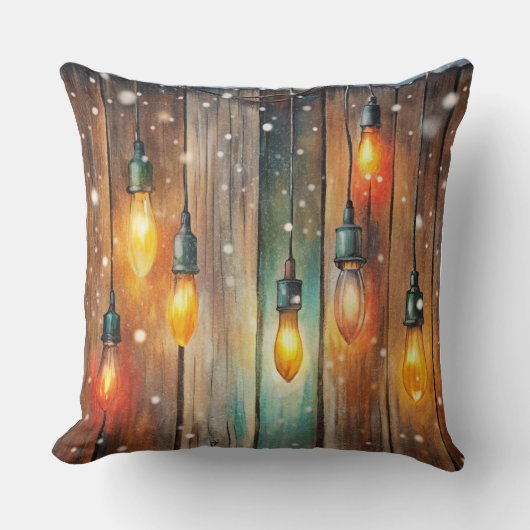 Elegant Watercolor Christmas Tree Pillow クッション (正面)