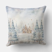 Elegant Watercolor Christmas Tree Pillow  クッション (裏面)