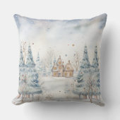 Elegant Watercolor Christmas Tree Pillow  クッション (正面)