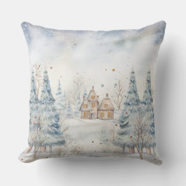 Elegant Watercolor Christmas Tree Pillow  クッション