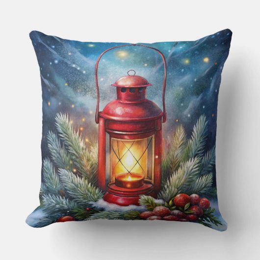 Elegant Watercolor Christmas Tree Pillow クッション (正面)