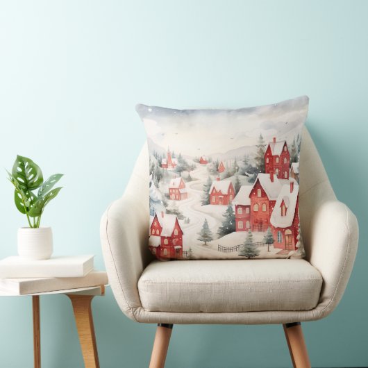 Elegant Watercolor Christmas Tree Pillow  クッション (椅子)