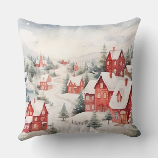 Elegant Watercolor Christmas Tree Pillow  クッション (裏面)