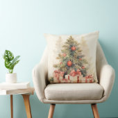 Elegant Watercolor Christmas Tree Pillow  クッション (椅子)