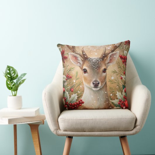 Elegant Watercolor Christmas Tree Pillow  クッション (椅子)