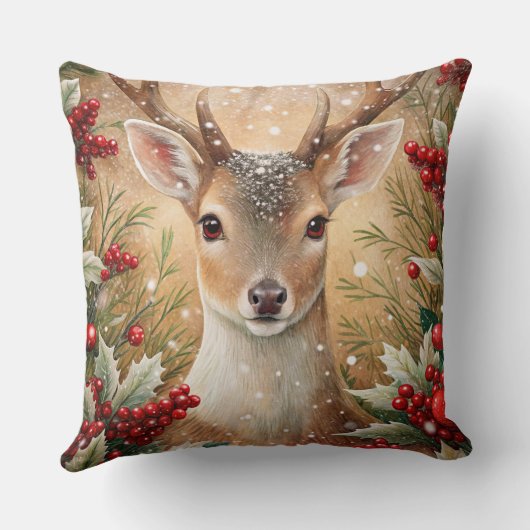 Elegant Watercolor Christmas Tree Pillow  クッション (裏面)