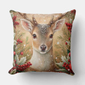 Elegant Watercolor Christmas Tree Pillow  クッション (正面)