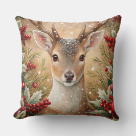Elegant Watercolor Christmas Tree Pillow  クッション