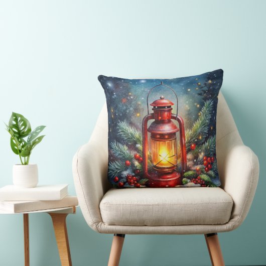 Elegant Watercolor Christmas Tree Pillow  クッション (椅子)