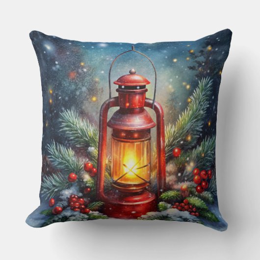 Elegant Watercolor Christmas Tree Pillow クッション (正面)