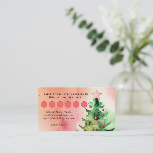 Elegant Watercolor Christmas Tree QR code エンクロージャーカード (スタンド正面)