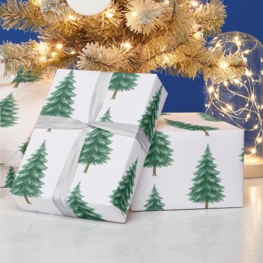 Elegant Watercolor Christmas Tree Wrapping Paper ラッピングペーパー (クリスマス)