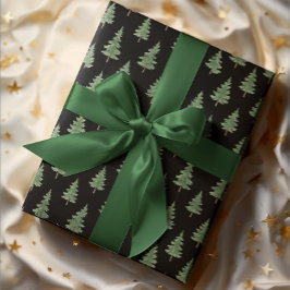 Elegant Watercolor Christmas Tree Wrapping Paper ラッピングペーパー