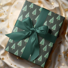 Elegant Watercolor Christmas Tree Wrapping Paper ラッピングペーパー