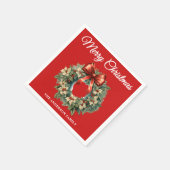 Elegant Watercolor Christmas Wreath スタンダードカクテルナプキン (角)