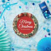Elegant Watercolor Christmas Wreath ペーパープレート (パーティー)