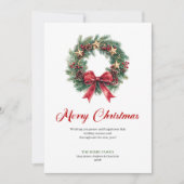 Elegant Watercolor Christmas Wreath Greeting Card シーズンカード (正面)