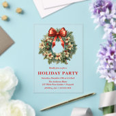 Elegant Watercolor Christmas Wreath Holiday Party アクリル招待状 (インサイチュ (ウェディング))