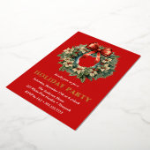 Elegant Watercolor Christmas Wreath Holiday Party 箔招待状 (回転した状態)