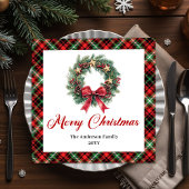 Elegant Watercolor Christmas Wreath Napkins