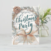 Elegant Watercolor Christmas Wreath Party 招待状 (スタンド正面)