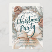 Elegant Watercolor Christmas Wreath Party 招待状 (正面/裏面)