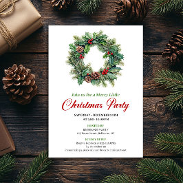Elegant Watercolor Christmas Wreath Party Invite 招待状