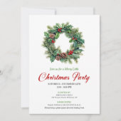 Elegant Watercolor Christmas Wreath Party Invite 招待状 (正面)