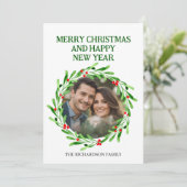 Elegant Watercolor Christmas Wreath Photo シーズンカード (スタンド正面)