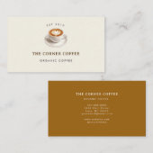 Elegant watercolor Coffee shop  Business Card 名刺 (正面/裏面)