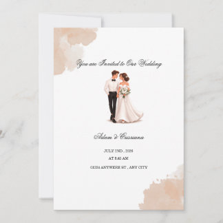 Elegant Watercolor Couple Wedding Invitation 招待状