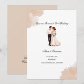 Elegant Watercolor Couple Wedding Invitation 招待状 (正面/裏面)