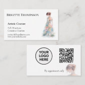 Elegant Watercolor Couture Bridal Fashion Designer 名刺 (正面/裏面)