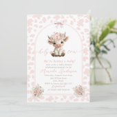 Elegant Watercolor Cow Holy Highland  Baby Shower 招待状 (スタンド正面)
