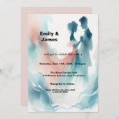 Elegant Watercolor Dancing Couple Wedding Invitati 招待状 (正面/裏面)
